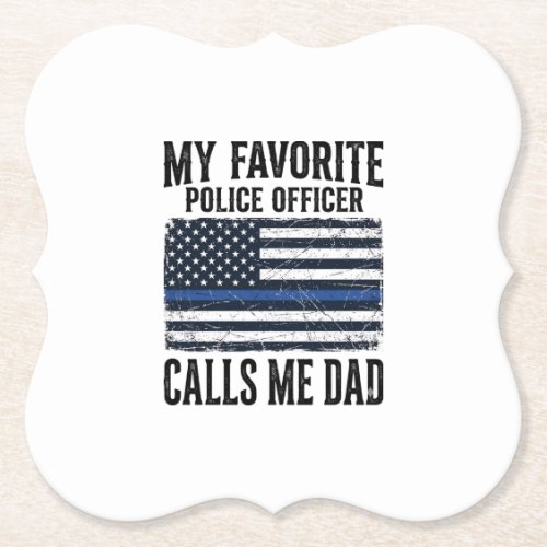 Police Officer Dad Thin Blue Line Vintage Vector D Paper Coaster