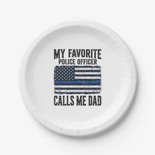 Police Officer Dad Thin Blue Line Vintage Vector D Paper Plates