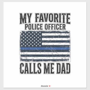 Police Officer Dad Thin Blue Line Vintage Vector D Sticker