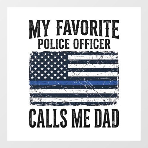 Police Officer Dad Thin Blue Line Vintage Vector D Window Cling