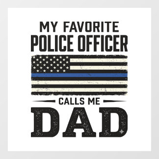 Police Officer Dad Vintage Flag Shirt Design_1 Window Cling