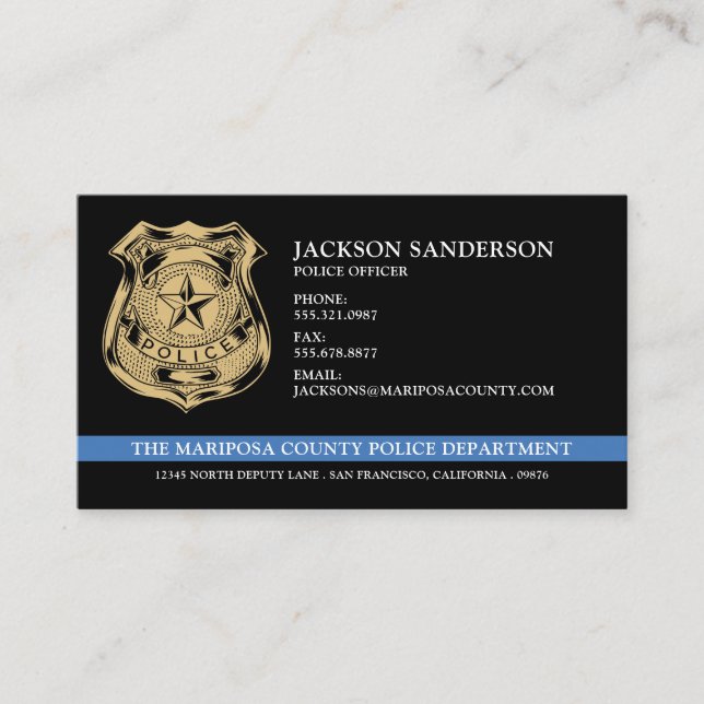Police Officer Department Law Enforcement Logo Business Card (Front)