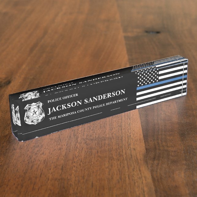 Police Officer Department Law Enforcement Logo Desk Name Plate (Side)