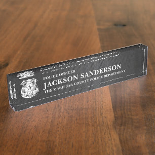 Police Officer Department Law Enforcement Logo Desk Name Plate
