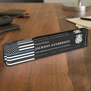 Police Officer Department Law Enforcement Logo Desk Name Plate