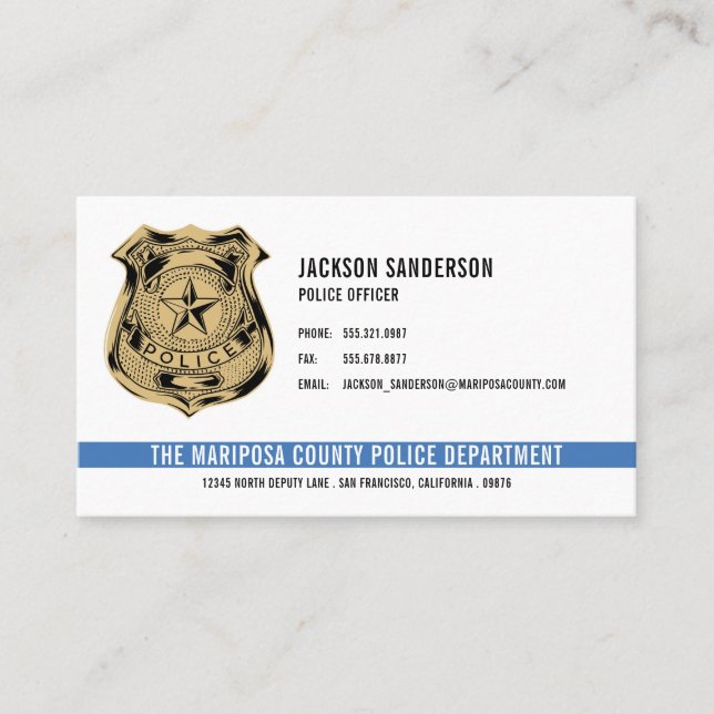 Police Officer Department Law Enforcement QR Code Business Card (Front)