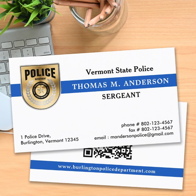 Police Officer Department Logo Law Enforcement Business Card (Creator Uploaded)