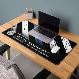 Police Officer Department Thin Blue Line Logo Desk Mat