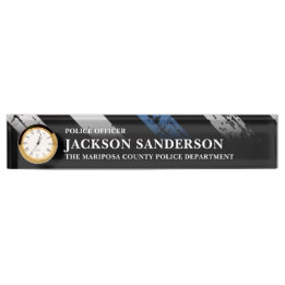 Police Officer Department Thin Blue Line Logo Desk Name Plate