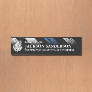 Police Officer Department Thin Blue Line Logo Door Sign