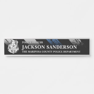 Police Officer Department Thin Blue Line Logo Door Sign
