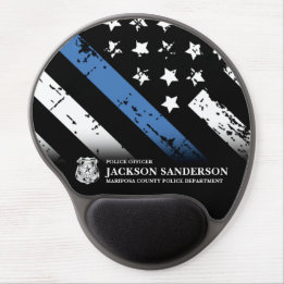 Police Officer Department Thin Blue Line Logo Gel Mouse Pad
