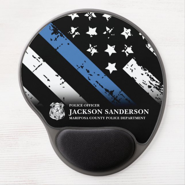 Police Officer Department Thin Blue Line Logo Gel Mouse Pad (Front)