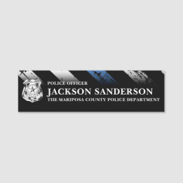 Police Officer Department Thin Blue Line Logo Name Tag