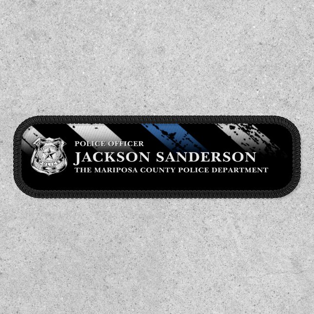 Police Officer Department Thin Blue Line Logo Patch (Front)