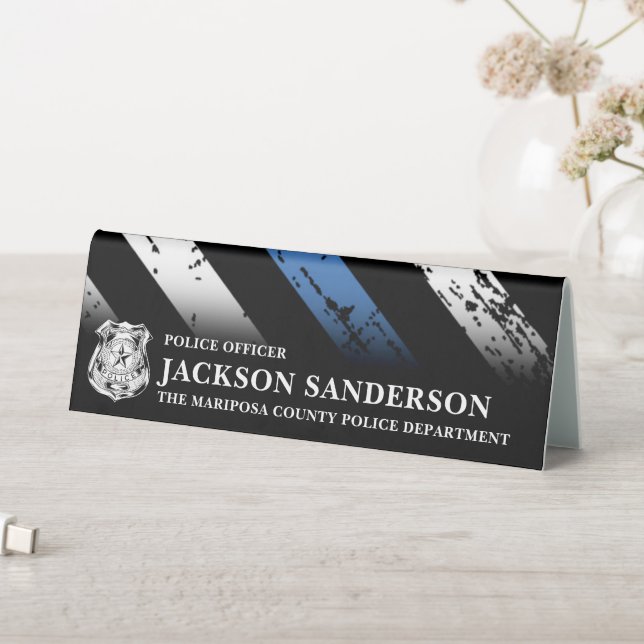 Police Officer Department Thin Blue Line Logo Table Tent (In SItu (Table))