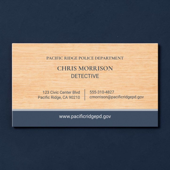 Police Officer Detective Wood Logo Business Card