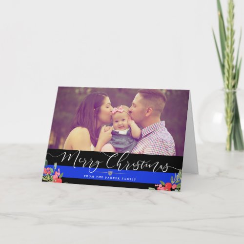 Police Officer Family  Christmas Holiday Photo Card