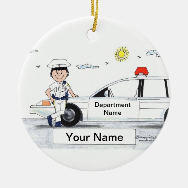 Police Officer - Female Ceramic Ornament (Front)