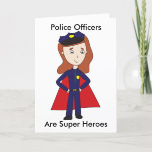 Police Officer Female Super Hero Personalize Letterpress Thank You Card