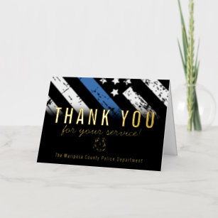 Police Officer Flag First Responder Thank You Foil Greeting Card