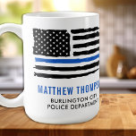 Police Officer Flag Personalized Thin Blue Line Coffee Mug<br><div class="desc">Introducing the perfect coffee mug for police officers and law enforcement agents, featuring the iconic Thin Blue Line and American flag design. This mug is a great way to show your support for those who serve and protect our communities. Personalize your mug with your name and department to make it...</div>