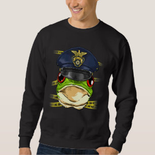 Police Officer Frog PD Cop Crime Scene Toad Frog Sweatshirt