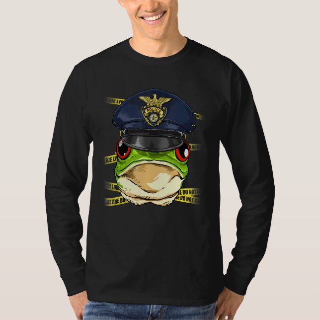 Police Officer Frog PD Cop Crime Scene Toad Frog T-Shirt (Front)