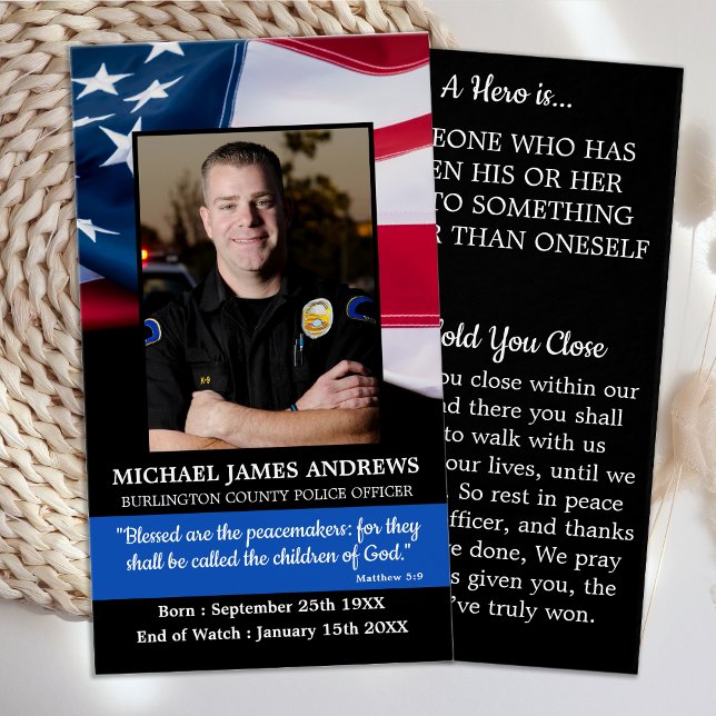 Police Officer Funeral Prayer Card Hero Memorial (Creator Uploaded)
