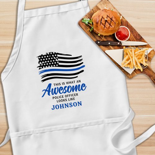 Police Officer Funny Personalized Awesome BBQ Adult Apron