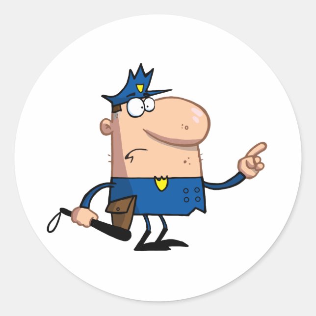 Police Officer Gestures With Finger Classic Round Sticker (Front)