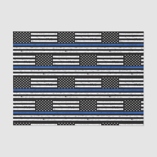 Police Officer Gifts Thin Blue Line American Flag Tissue Paper (Front)