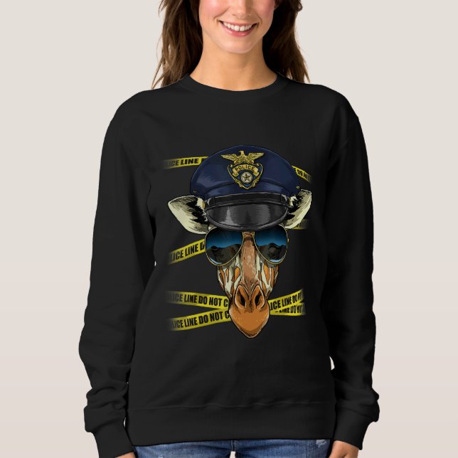 Police Officer Giraffe PD Cop Crime Scene Giraffe Sweatshirt (Front)