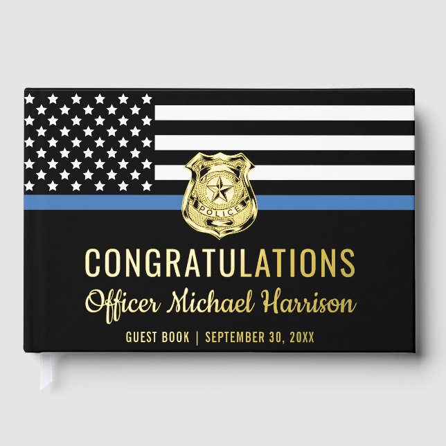 Police Officer Graduation Law Enforcement Academy Foil Guest Book (Front)