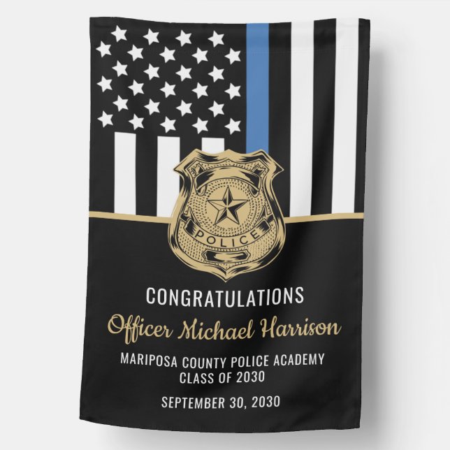 Police Officer Graduation Law Enforcement Academy House Flag (Front)