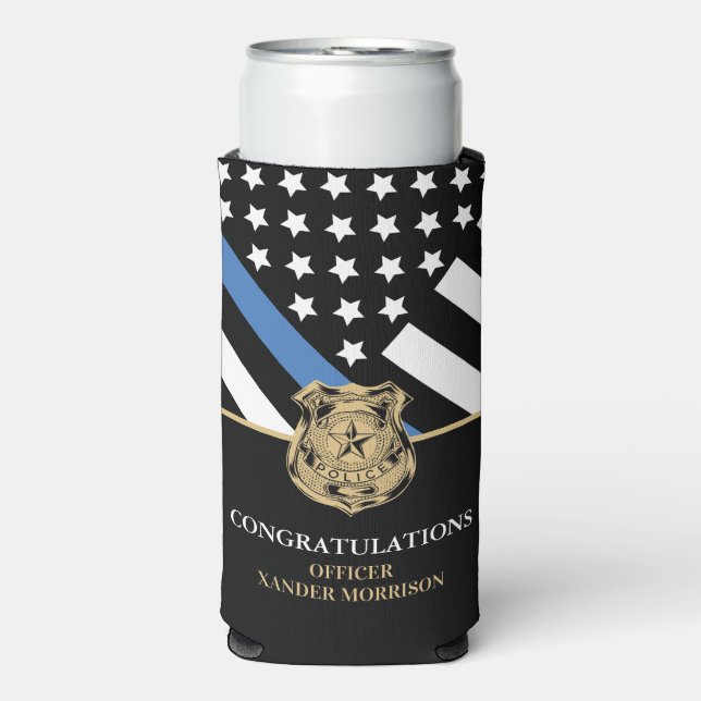 Police Officer Graduation Law Enforcement Academy Seltzer Can Cooler (Seltzer Front)