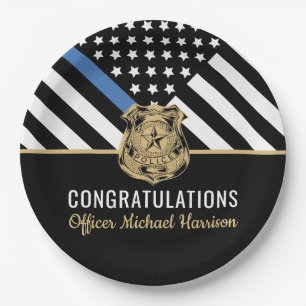 Police Officer Graduation Law Enforcement Flag Paper Plates