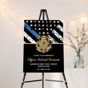 Police Officer Graduation Party Blue Line Welcome Foam Board