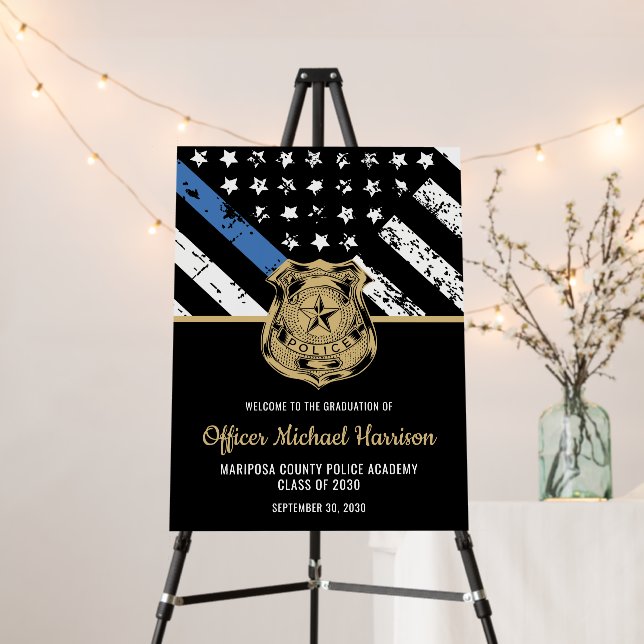 Police Officer Graduation Party Blue Line Welcome Foam Board (In Situ (Stand))