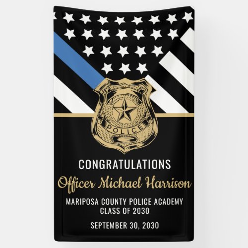 Police Officer Graduation Party Thin Blue Line Banner