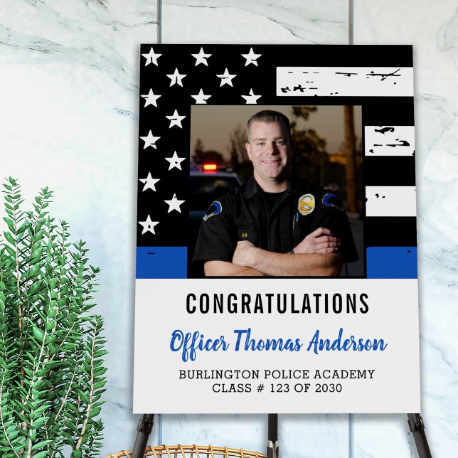 Police Officer Graduation Party Thin Blue Line Foam Board (Creator Uploaded)