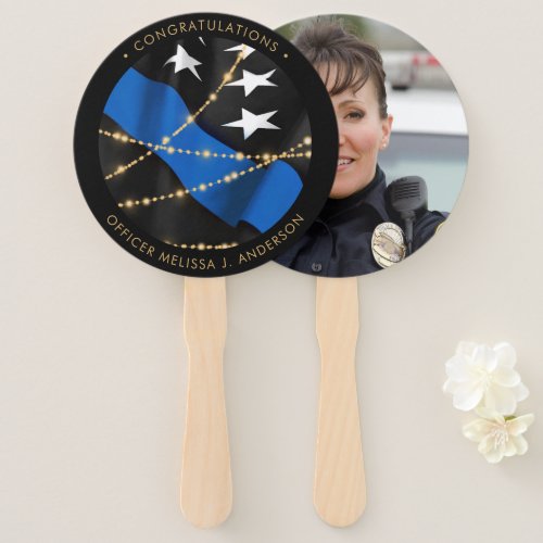 Police Officer Graduation Party Thin Blue Line Hand Fan