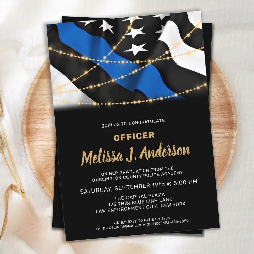 Police Officer Graduation Thin Blue Line Invitation