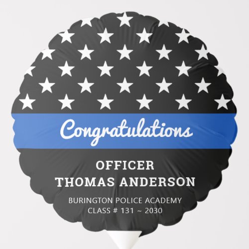Police Officer Graduation Thin Blue Line Party Balloon