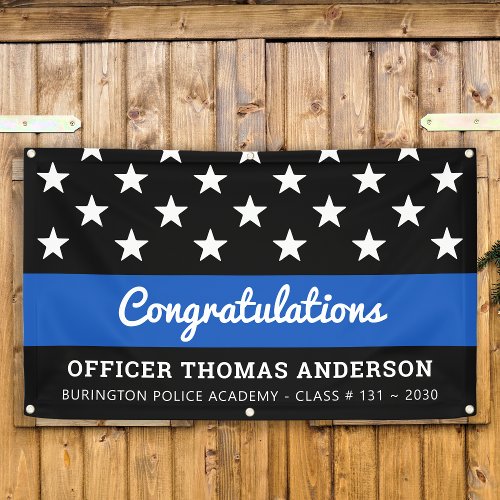 Police Officer Graduation Thin Blue Line Party  Banner