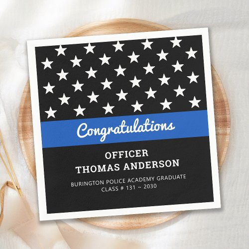 Police Officer Graduation Thin Blue Line Party Napkins