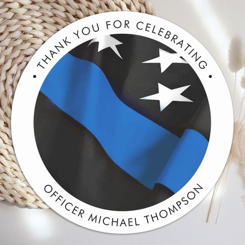 Police Officer Graduation Thin Blue Line Thank You Classic Round Sticker