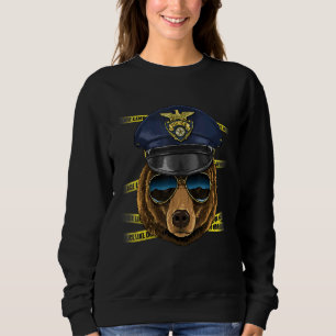Police Officer Grizzly Bear PD Cop Crime Scene Bea Sweatshirt