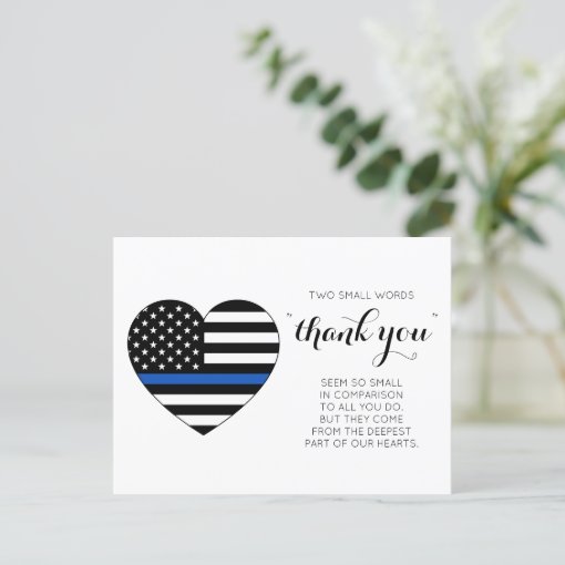 Police Officer Heart Law Enforcement Thank You Pos Postcard | Zazzle