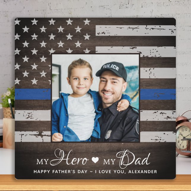 Police Officer Hero Dad Personalized Photo Plaque (Creator Uploaded)